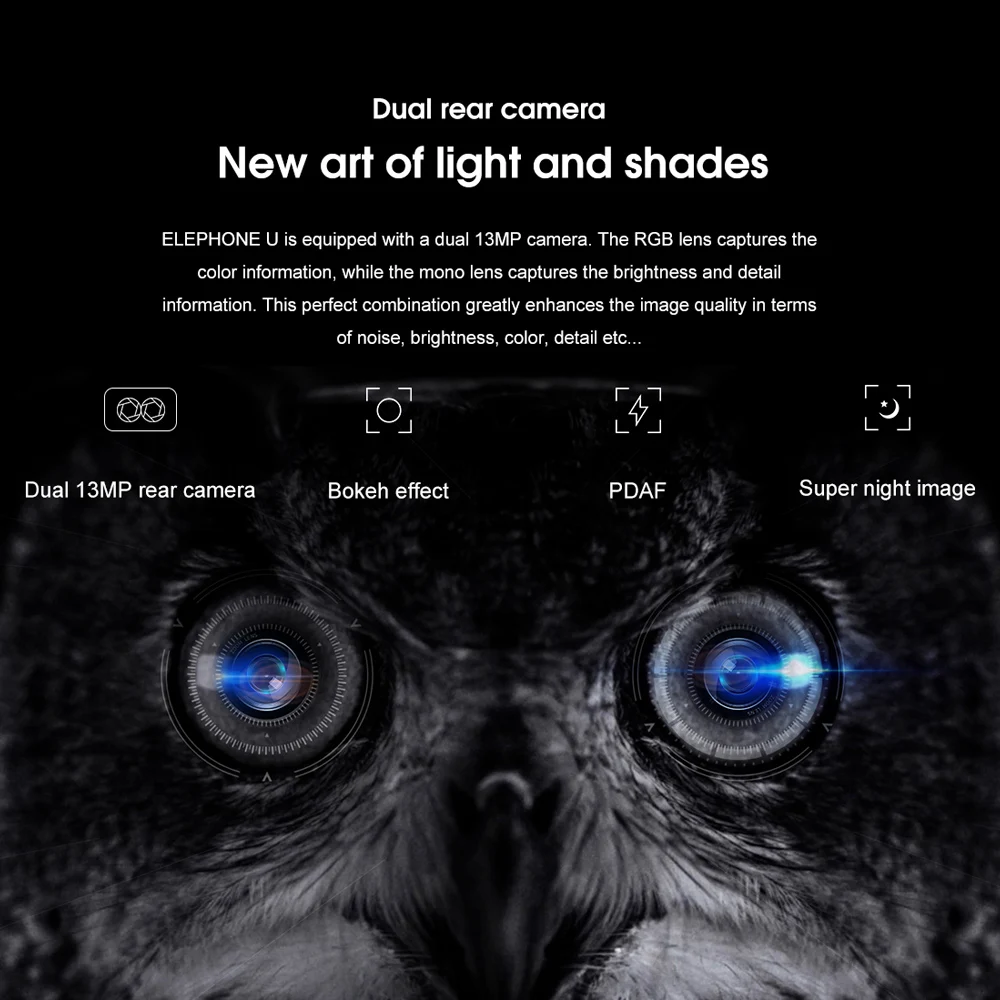 Elephone U 4G уход за кожей лица ID мобильный телефон 6+ 128 Гб Octa Core передача данных, элемент соединения автоматизированной системы управления производством, Грануляция, Glass5 FHD+ безрамочный экран 1080p 13+ 13 Мп двойные задние Камера смартфон с отпечатками пальцев