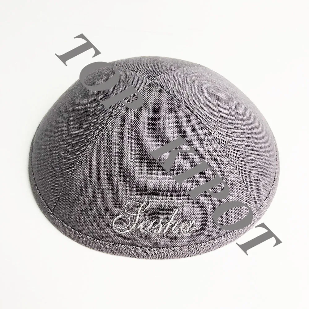 Buy DARK GREY LINEN KIPPA, LINEN KIPOT, KIPPOT, KIPPAH