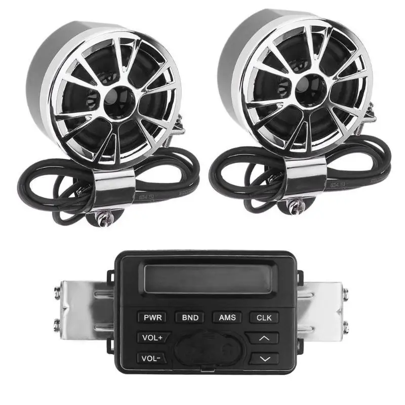 

Waterproof Motorcycle Handlebar Audio System FM Radio MP3 Stereo 2 Speakers