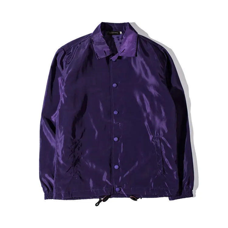 GONTHWID назначение Тур Тренеры Куртки мужские хип хоп сплошной цвет тонкие пальто куртка мужская мода Повседневная ветровка уличная - Цвет: Purple