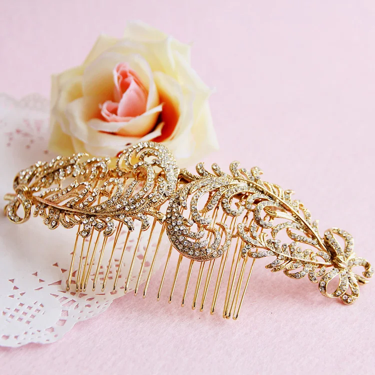 Bridal Hair Accessories Gold Hair Combs Headdress Vintage Wedding Hair