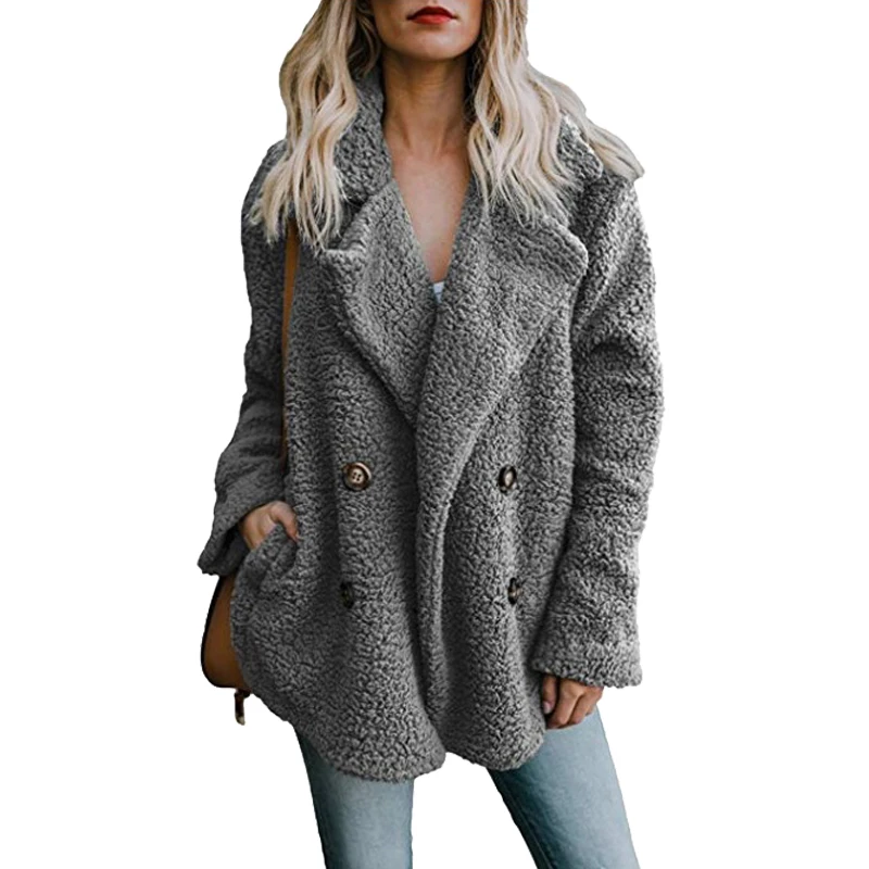 FLULU Winter Women Faux Fur Coat 2018 Casual Solid Warm Long Sleeve Faux Fur Jacket Coat Female Vintage Outwear casaco feminino