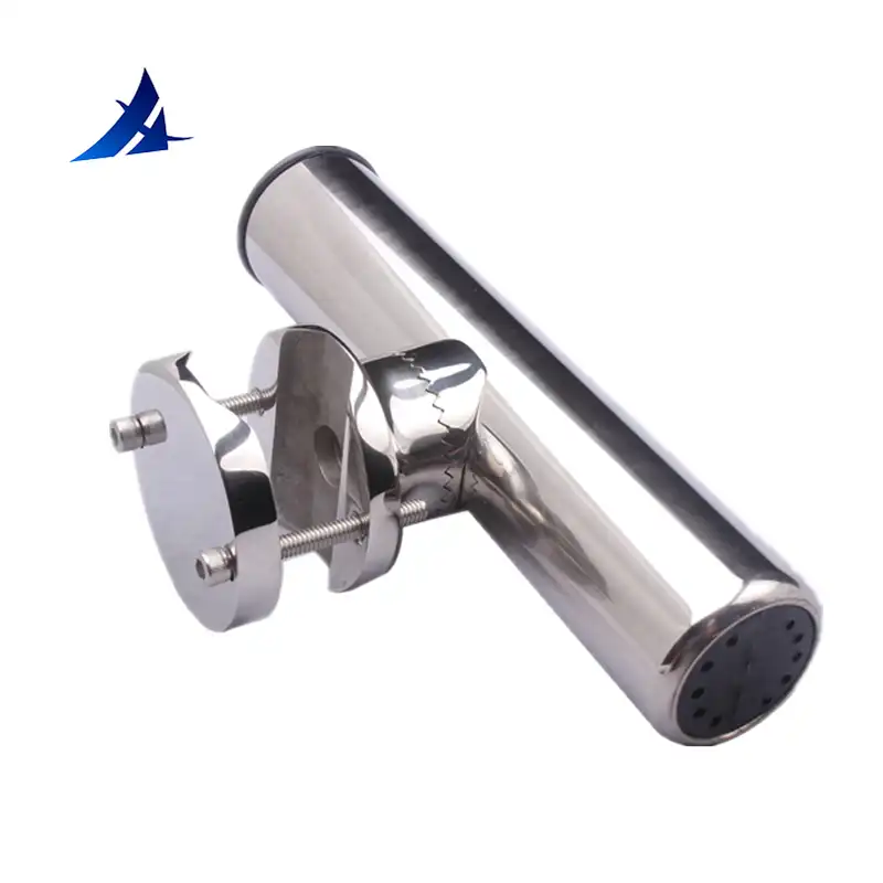 Stainless Tournament Style Clamp on Fishing Rod Holder for Rails 1-1//4 to 2