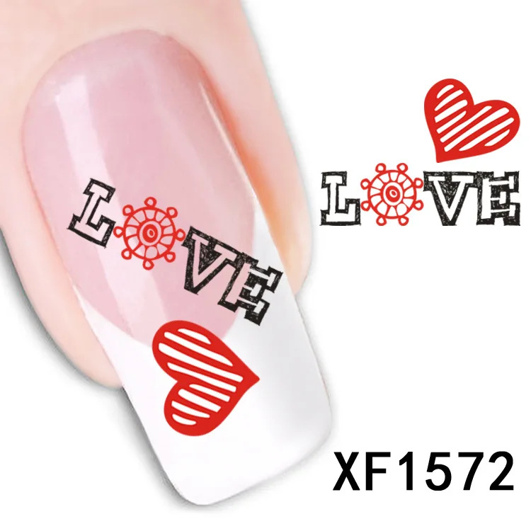 2 Sheet watermark nail stickers nail stickers Hearts XF1572nail