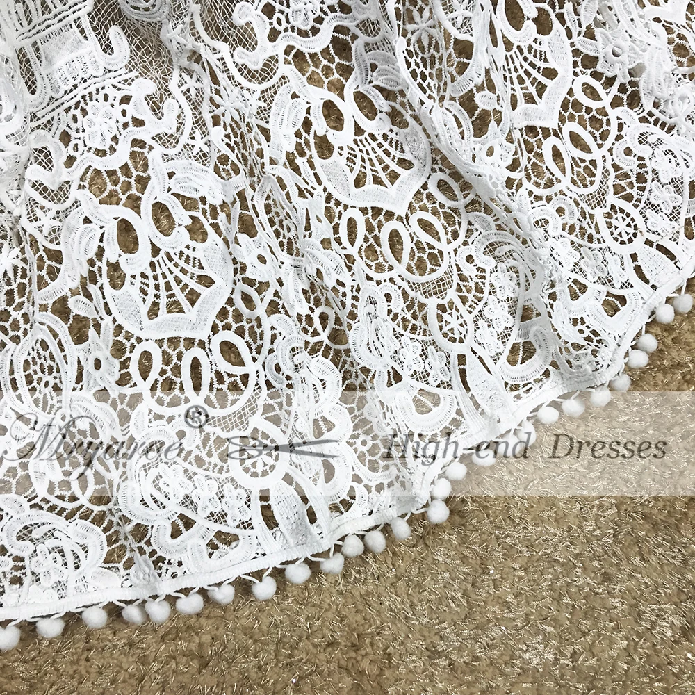 Mryarce Unique Wedding Dress 2019 Luxury Crochet Lace A Line Beau Gown A Line Boho Chic Bridal Gown Bell Sleeves  (5)