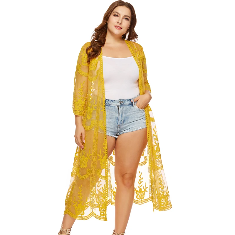 Dropshipping Women High Quality Embroidery Lace Cardigan Long Sleeve Beach Open Kimono Cardigan Long Blouses Tops Dropshipping Women High Quality Embroidery Lace Cardigan Long Sleeve Beach Open Kimono Cardigan Long Blouses Tops