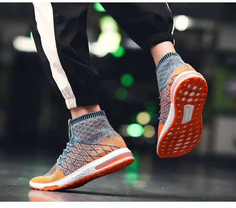 MWY Для мужчин s кроссовки на шнуровке носки кроссовки Zapatos De Hombre Летающий вязать Для мужчин Спортивная обувь дышащая спортивный бег трусцой