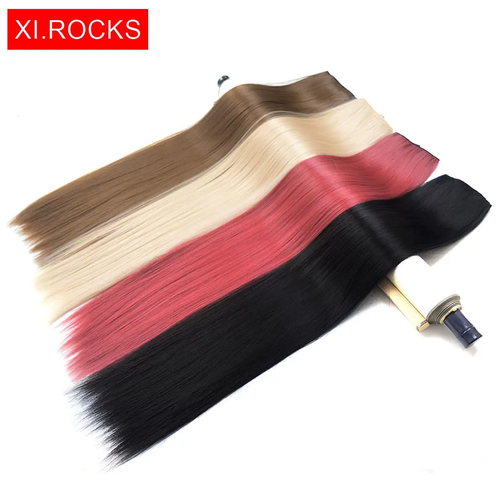 WJZ12070/1 шт. Xi. Rocks Синтетические длинные прямые волосы на шпильках накладные зажимы для наращивания натуральный черный светильник для наращивания коричневого цвета