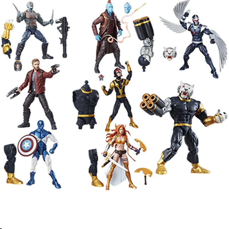 7 шт./компл. Marvel Legends Guardians of the Galaxy Nova Titus BAF Фигурка Игрушка Кукла Brinquedos Фигурки Коллекция Модель подарок