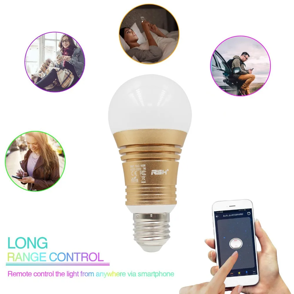 1 Умная WiFi лампа накаливания LED Lights7W RGB Волшебные лампочки E26 Wake Up лампы совместимы