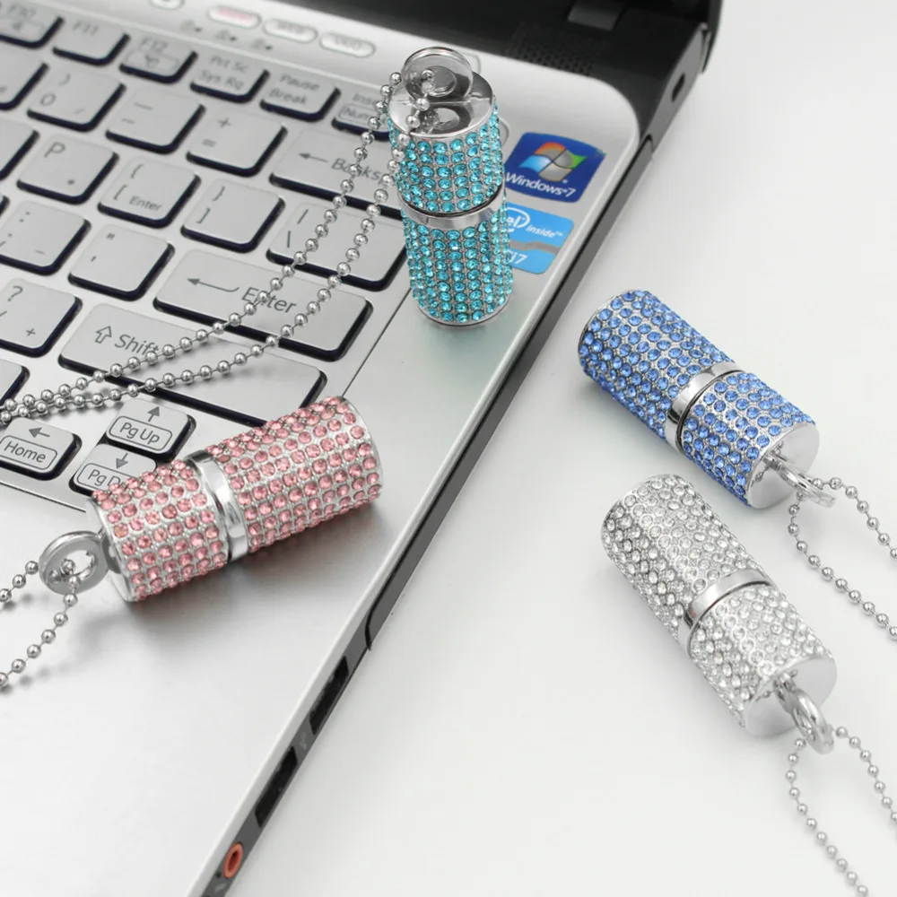 Usb флеш накопитель 4G 8G 16G Флешка 32G U disco USB 2 0 unidad irlandesa diamante de cristal memoria collar palo|USB