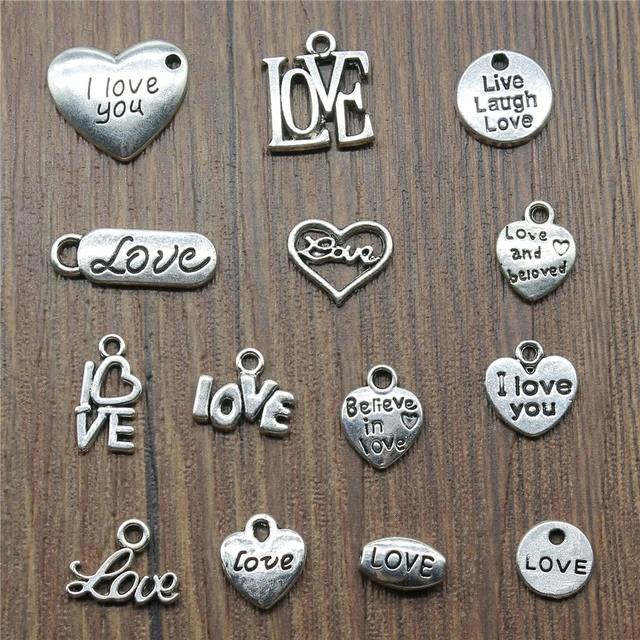 20pcs Hearts Charms Antique Silver Color Small Heart Charms