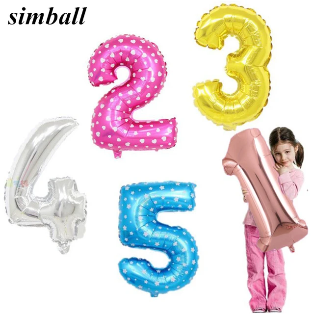 16 inch Number Balloon 1 2 3 4 5 Number Digit Helium Foil Balloons Baby Shower Happy Birthday Party Wedding Decor Balls Supplies
