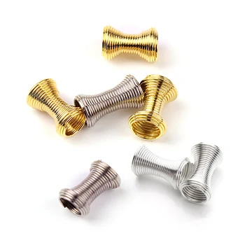 

100pcs/lot Gold Rhodium Silver Color Metal Beads Spring Coil Wire Tube with 8.5mm Big Hole for DIY Leather Cord Making Findings