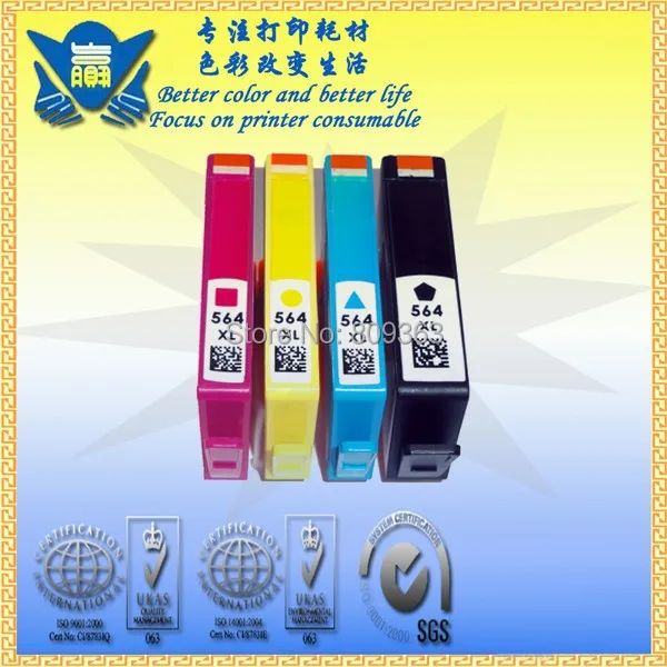 

4 PCS, High quality COMPATIABLE ink cartridge WITH INK &CHIP for HP 564 use For Photosmart C5393 C6300 C6340 6520 7510 7515