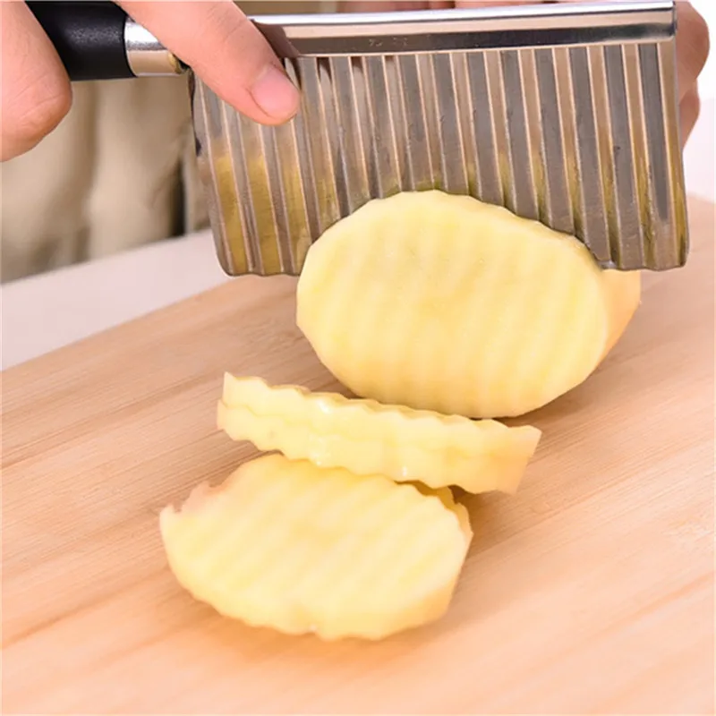 

New Potato Cutter Kitchen Knives Stainless Steel Vegetable Fruit Wavy Cutter Potato Cucumber Carrot Waves Cutting Slicer Tools