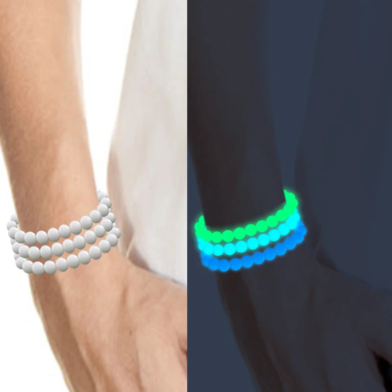 Luminous Pearl Glow Light Bracelet Natural Stone Beads Braslet Antistress Magic Toy For Men Women Cuff Wristband Party DIY Gift