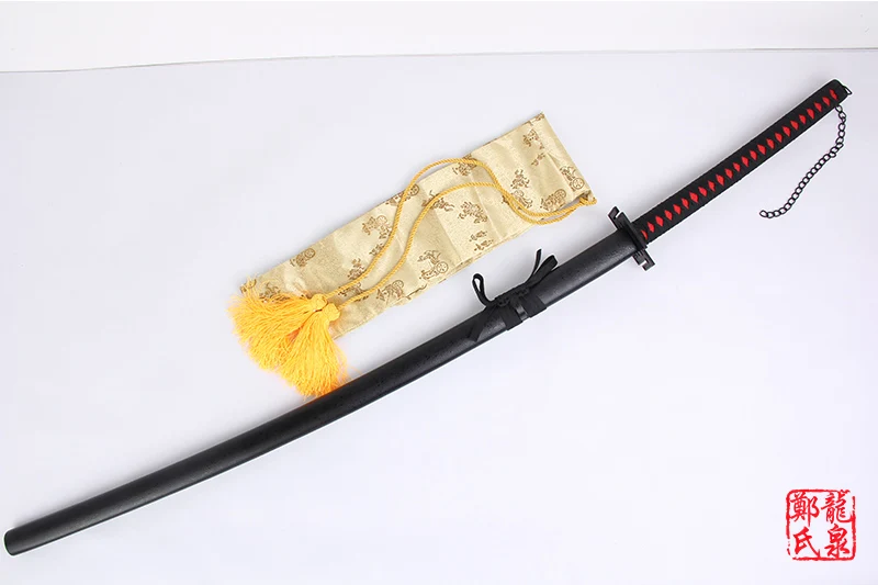 Japanese katana swords samurai 51 inch For Bleach Anime cosplay Zangetsu Kurosaki Ichigo sword real steel blade plating black - Цвет: Handmade Sword