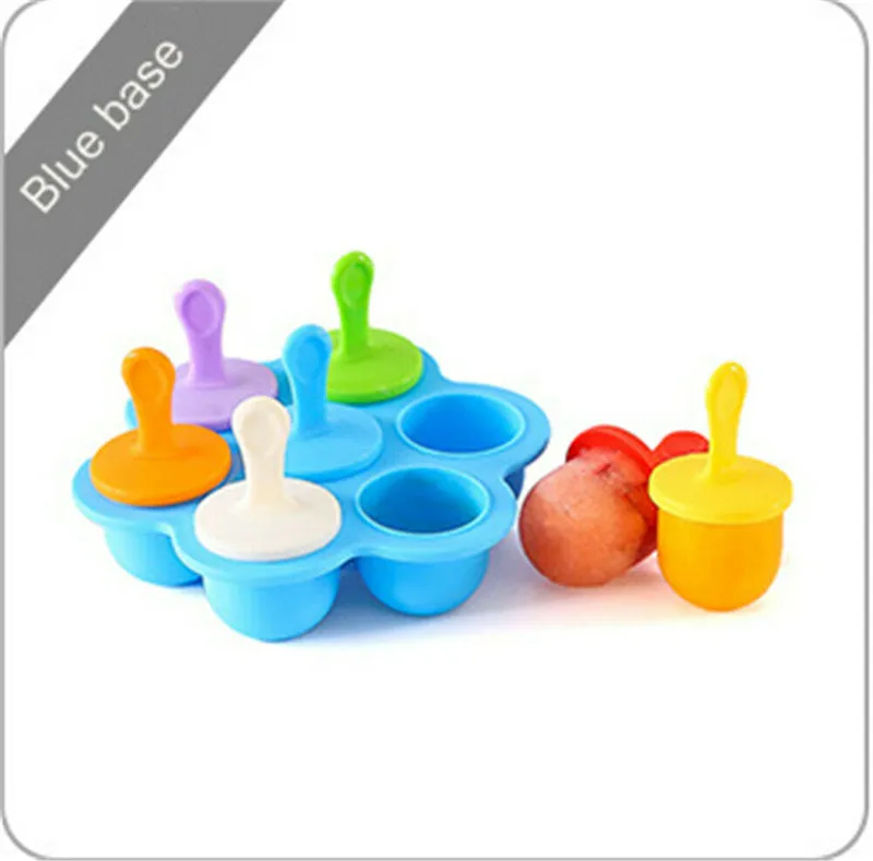 Brand New 7 Packs Ice Pop Popsicle Mold Maker Summer Ice Cream Makers Frozen Dessert Treats DIY Moulds - Color: Blue