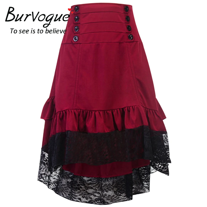 Floral Lace Skirt Medieval Renaissance Asymmetrical Skirts