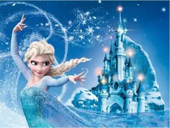 Pintura de diamante 5D Diy "Frozen Elsa", cuadro de diamantes de imitación cuadrados, bordado de dibujos animados, 100%