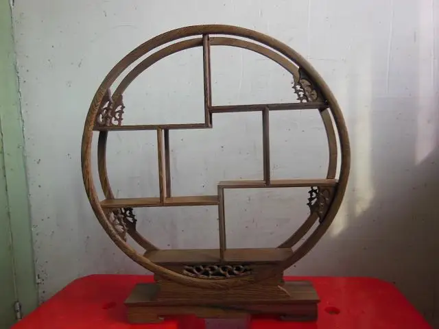 

Mahogany carved wooden round promotional curio antique teapot shelf shelf frame of modern mahogany craft