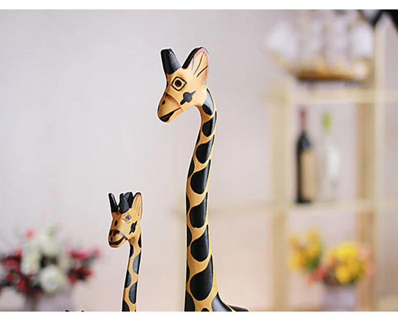 3 шт./компл. резьба по дереву ремесленных Творческий дом предметы мебели Жираф деревянный жираф предметы мебели аксессуары