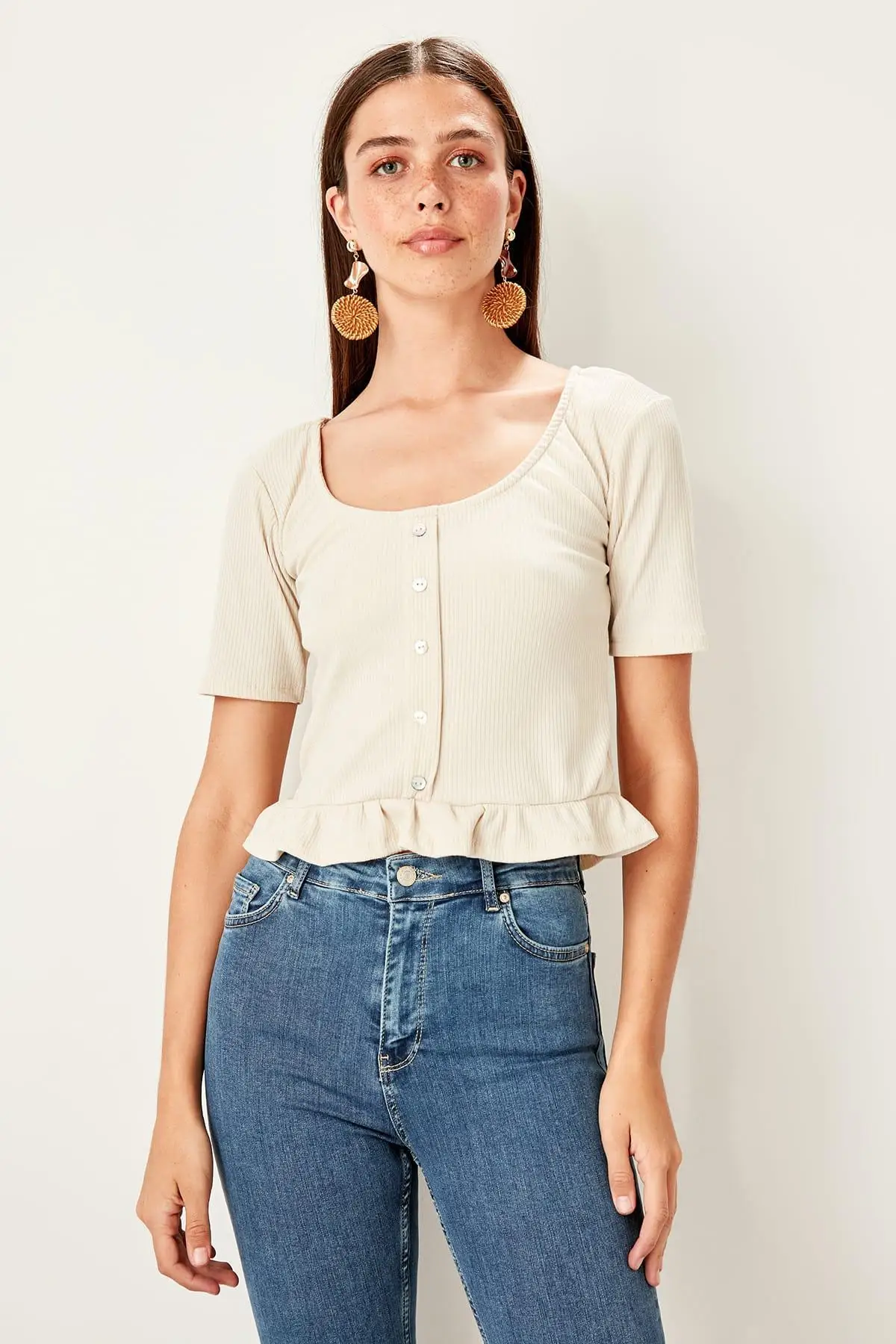 Trendyol трикотажная блузка с оборками TWOSS19BZ0095 |