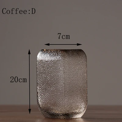 Американский минималистский стеклянная ваза высокого качества ручной выдувный электроплатин настольные вазы Гидропоники цветочные контейнеры домашний декор - Цвет: Coffee  D  20x12x7cm