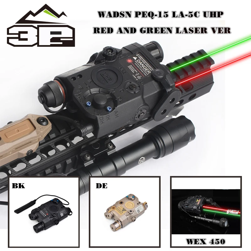 

PEQ-15 LA-5C AN PEQ UHP Green and Red Dot Laser and flashlight For Hunting Paintball Lamp WADSN EX450 Airsoft Lazer Weapon Light