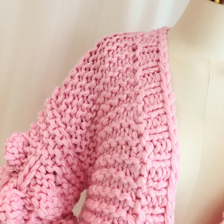 Зимний женский толстый кардиган свитер пальто толстая шерсть ручной работы тканый свитер кардиган шаль уличный стиль теплый розовый