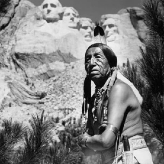 Sioux man standing in front of a memorial  Mount Rushmore National Memorial  South Dakota  USA Poster Print (18 x 24)