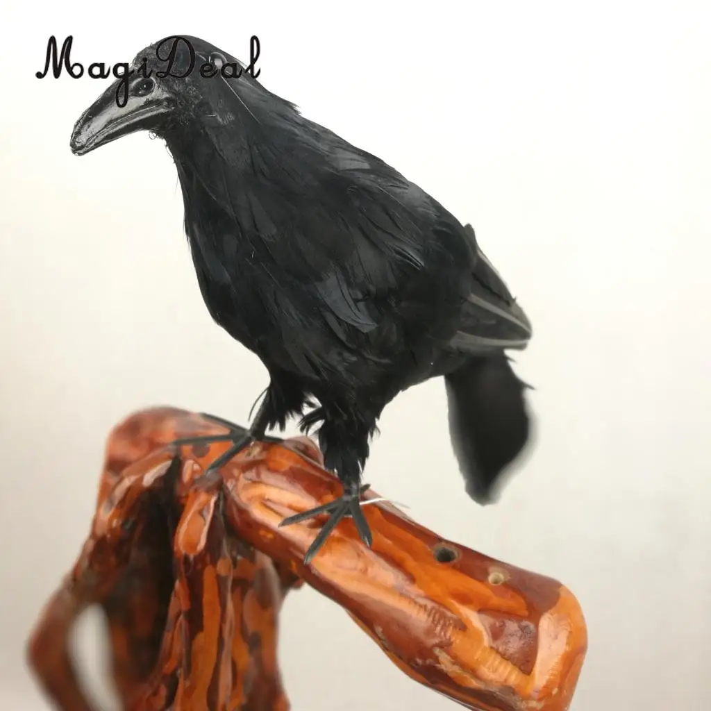 Vivid Fake Artificial Birds Raven Magpie for Coffee Shop Pub Bar Home Decoration	