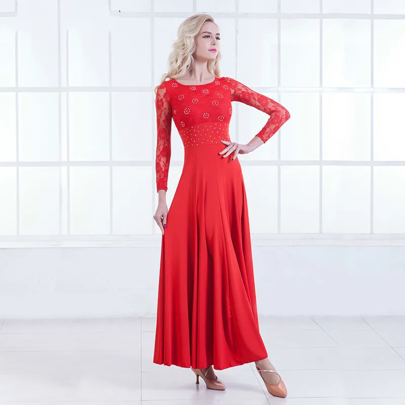 Girl Dance Costume Women Ballroom Leotard Ladies Belly Dance Costume Modern Dance Dress Long Sleeve Ballroom Waltz