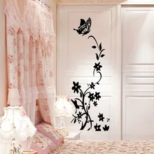 Butterfly and Flower Fridge Sticker Self-adhesive 3D Wall Sticker Wallpaper Sticker Bedroom Decoration Wall Decals 3d wall sticker self adhesive for bedroom