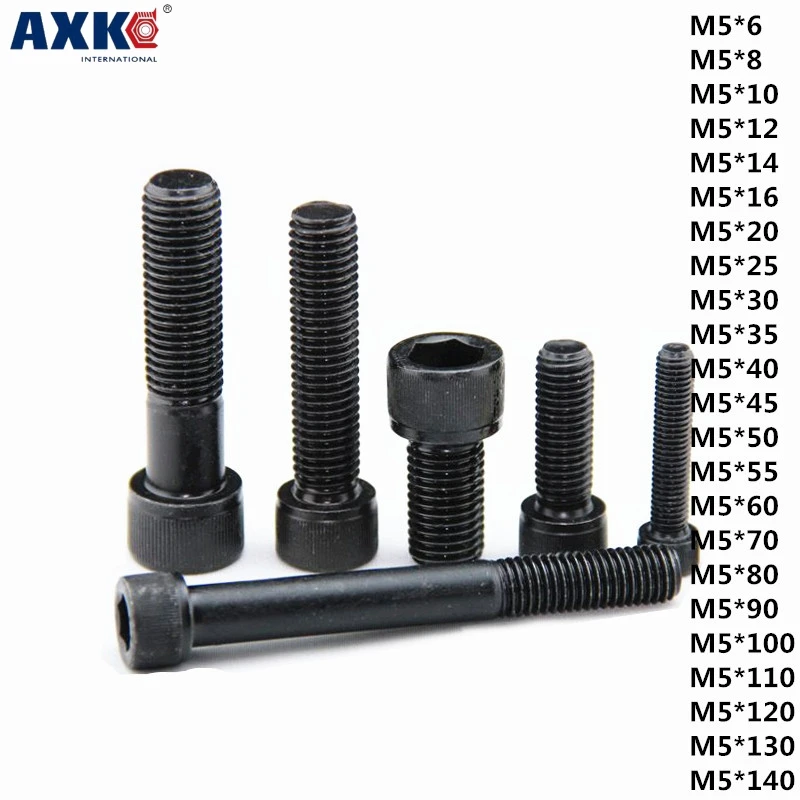 

AXK 1pcs 12.9 imported cylindrical head hexagon socket head cap bolt Hexagon socket head cap screw M5*6-150MM