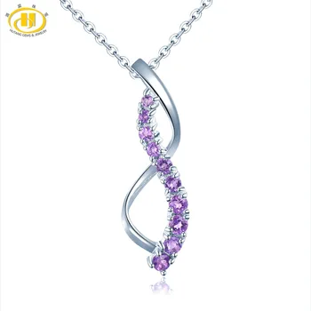 

Hutang African Amethyst Pendant Natural Gemstone Solid 925 Sterling Silver Necklace Infinity Fine Fashion Stone Jewelry For Gift