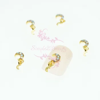 

100PCS/LOT Double Crescent Moon Dangle Japanese Style Gold Plated Alloy Charms Jewelry Nail Art Manicure Decorations Accessories