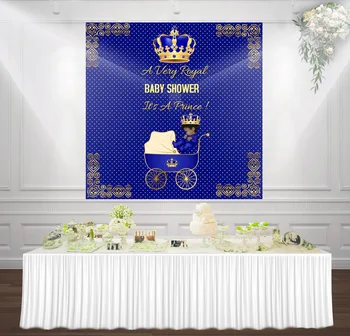 

HUAYI Royal Blue and Gold little prince photography backdrop baby shower background sm-042