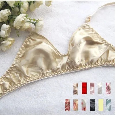 

100% mulberry silk fine silk bra double-sided silk without rims Health care underwear bra