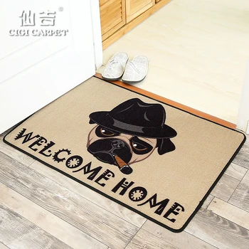 

CIGI Grey Cartoon Fashion Anti-slip Floor Mat Cigar Dog Welcome Door Mat Carpet Kitchen Bathroom Bedroom Mat Rectangular Rugs