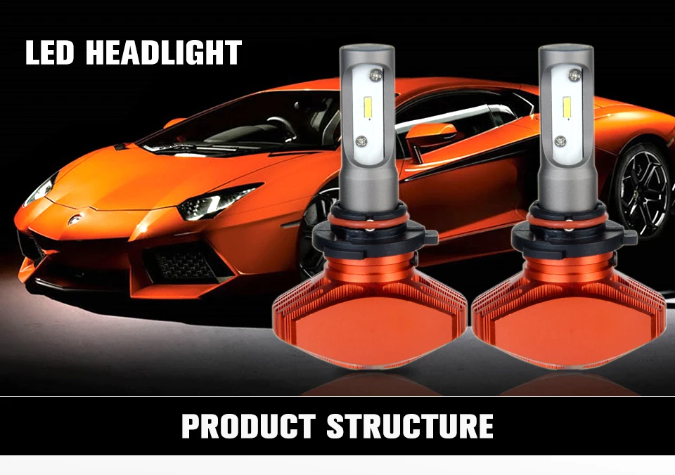 New Fanless LED 9006 HB4 Single Beam LED 9006 HB4 Headlight Car Bulb CSP 80W 12000lm 6500K Auto Led Headlamp Fog Lights 12v 24v (1)