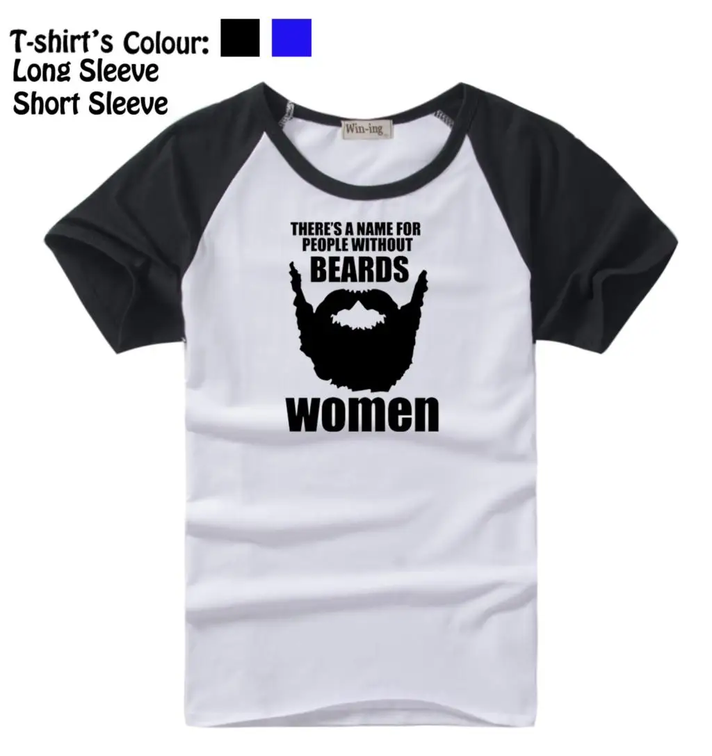 

There Is A Name For People Without Beards Design Pattern Long Short Sleeves T-Shirt Men's Boy's Tee Tops Black or Blue Sleeves