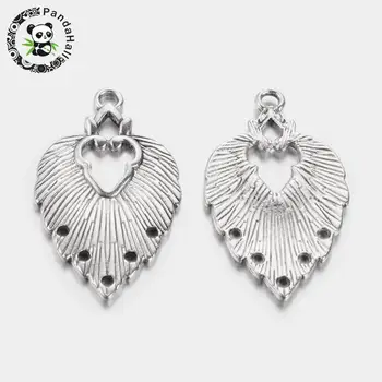 

Tibetan Style Chandelier Components Links, 1/5Loop, Lead Free, Leaf, Antique Silver Color, 34x20x1.5mm, Hole: 1~2mm