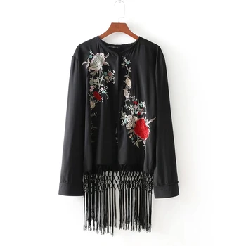 

2018 women vintage floral embroidery national coat elegant tassel patchwork cape ladies kimono style cardigan jacket tops CT060