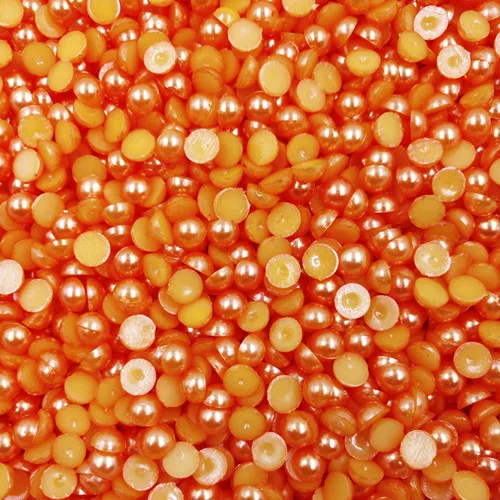 LNRRABC, около 8 мм, 100 шт./лот, полукруглые бусины из искусственного жемчуга, цветные, сделай сам, для дизайна ногтей, для свадебного платья, с плоской задней частью, кабошоны - Цвет: orange