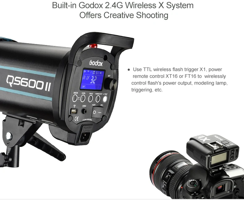 Godox QS600II Flash Head 150Ws моделирующая лампа 600Ws функция анти-предварительной вспышки GN76 2,4G Беспроводная система X с передатчиком X1