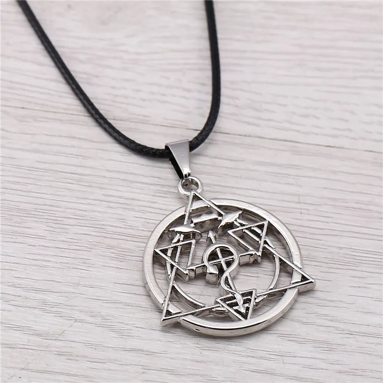 Silver J Store, ожерелье-чокер из цельного металлического алхимика, подвеска из сплава, подвеска с кожаной веревкой Эдварда, аниме, сувенир - Окраска металла: Silver
