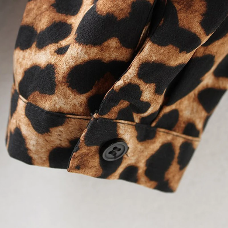 Женское платье с длинным рукавом Leopard подушечки для маникюра длиной до лодыжки