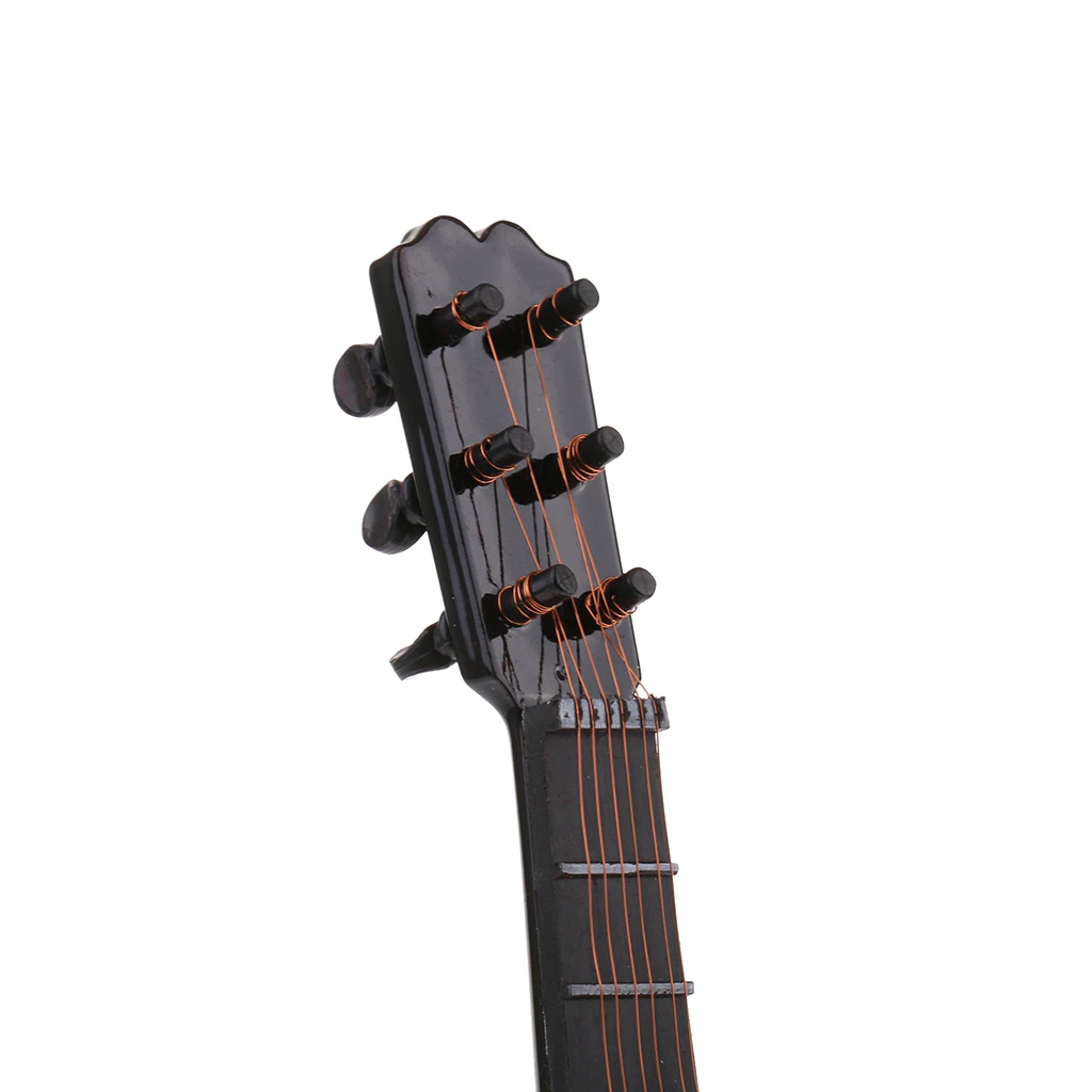 Mini 13cm Wooden Guitar Model PU Box Set For Action Figures Hot Toys Dolls House Miniature Decor